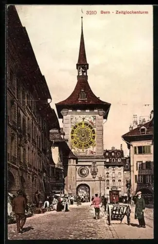 AK Bern, Zeitglockenturm, Apotheke, Strassenbahn