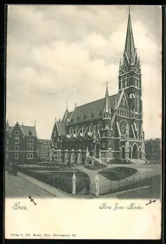 AK Graz, Herz-Jesu-Kirche mit Anlagen