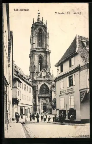 AK Schlettstadt, Münster St. Georg, Bäckerei Eugen Kuntz
