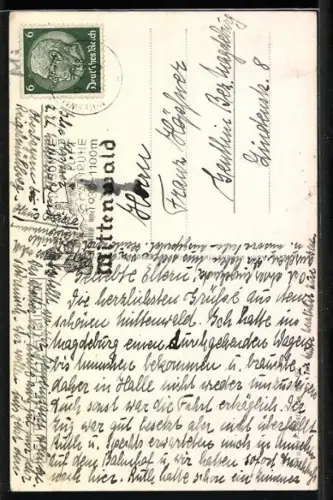 AK Mittenwald, Strassenpartie gegen Karwendelgebirge