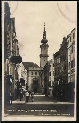 AK Linz, in der Altstadt, das Landhaus, Blick zur Kirche