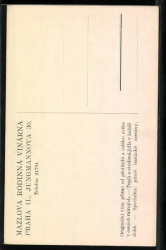 AK Praha, Mazlova Rodinna Vinarka, Jungmannnova 30