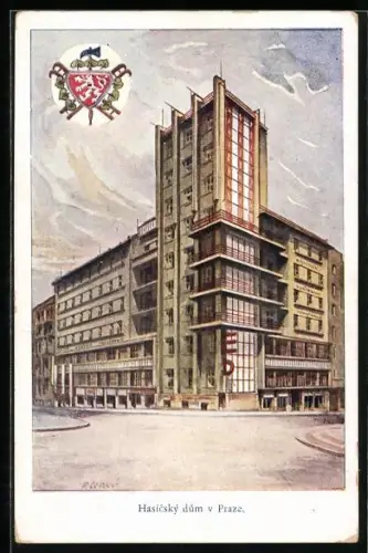Künstler-AK Prag / Praha, Hasicský dum