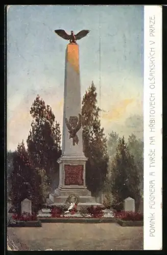 AK Prag / Praha, Pomnik Fügnera a Tyrse na Hrbitovech olsanskych