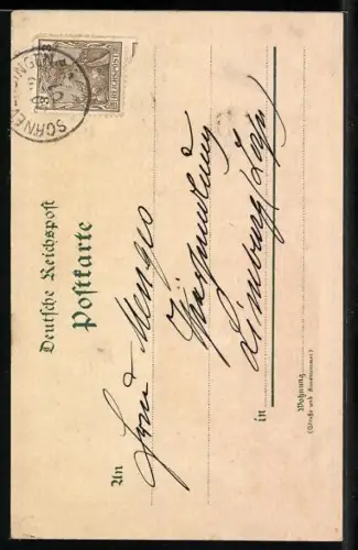 Lithographie Imkerei in der Lüneburger Heide, Schäfer mit Herde