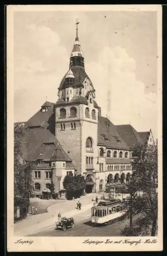 AK Leipzig, Eingang des Leipziger Zoos mit Kongresshalle