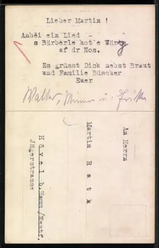 Lied-AK Hilmar Mückenberger:  `sBärbele, Bauersfrau mit Kopftuch