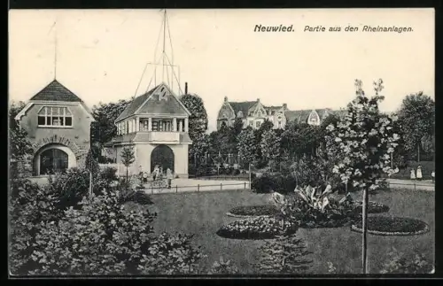 AK Neuwied, Partie aus den Rheinanlagen