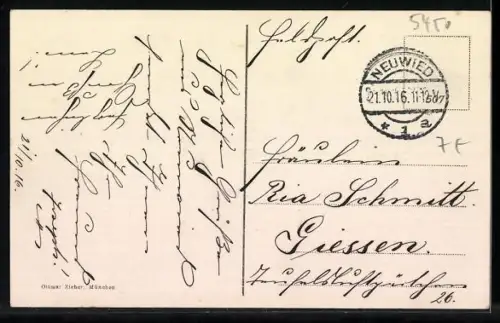 AK Neuwied, Partie aus den Rheinanlagen