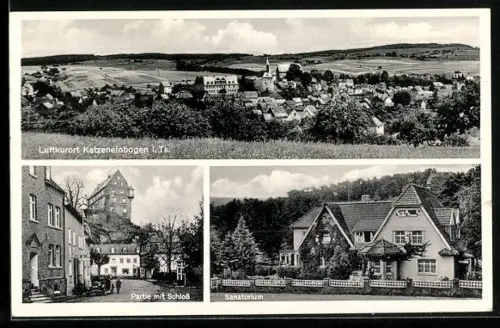 AK Katzenelnbogen i. Ts, Ortsansicht, Partie mit Schloss und Sanatorium