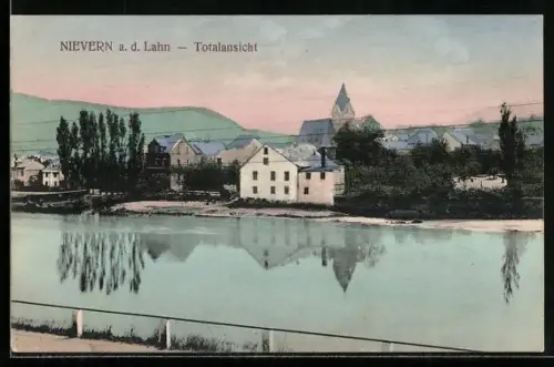AK Nievern a. d. Lahn, Totalansicht mit Flusspartie