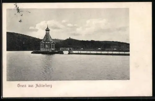 AK Achterberg / Dorfmark, Wasserpartie mit Pavillon