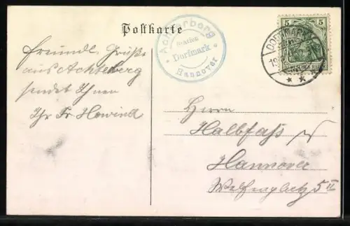 AK Achterberg / Dorfmark, Wasserpartie mit Pavillon