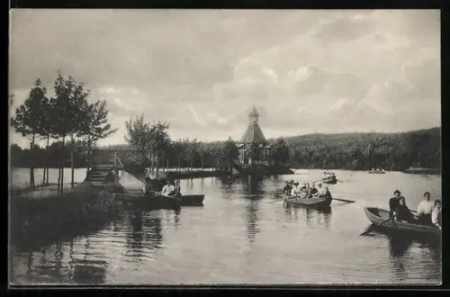 AK Achterberg /Lüneburger Heide, See mit Ruderbooten