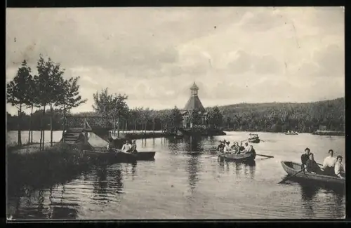 AK Achterberg /Lüneburger Heide, See mit Ruderbooten