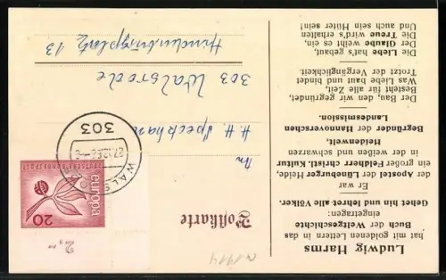 AK Walsrode, Denkmal für Ludwig Harms mit Gedicht