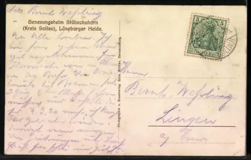 AK Stübeckshorn /Soltau, Genesungsheim mit Garten