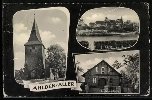 AK Ahlden /Aller, Kirche, Ev. Jugendheim und Schloss