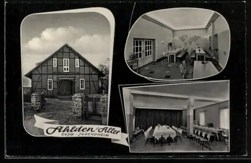 AK Ahlden /Aller, CVJM-Jugendheim, Interieur und Exterieur