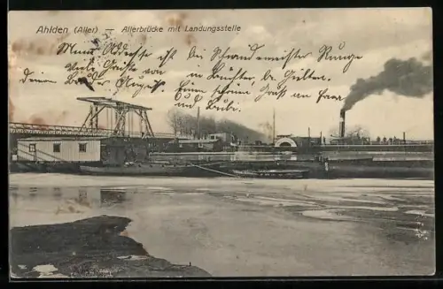 AK Ahlden /Aller, Allerbrücke mit Landungsstelle
