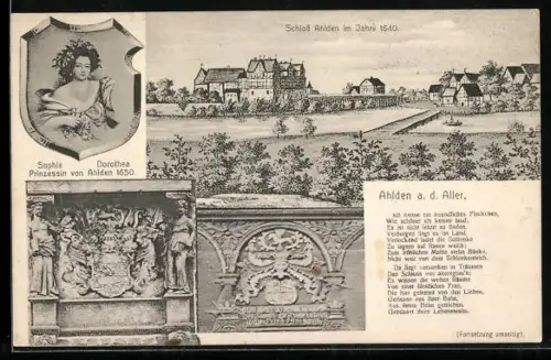 AK Ahlden /Aller, Schloss Ahlden, Bildnis von Prinzessin Sophie Dorothea