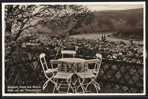AK Boppard, Restaurant Thonetshöhe, Blick auf die Stadt