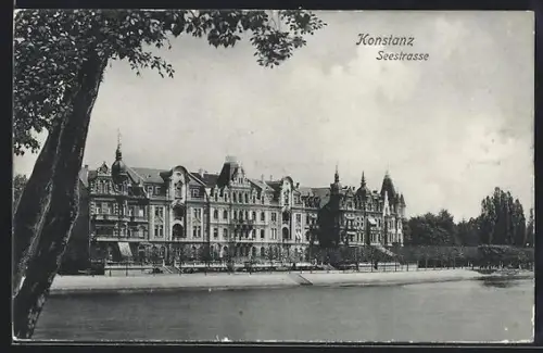 AK Konstanz a. B., Seestrasse vom Wasser aus