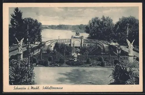 AK Schwerin i. M., Schlossterrasse aus der Vogelschau