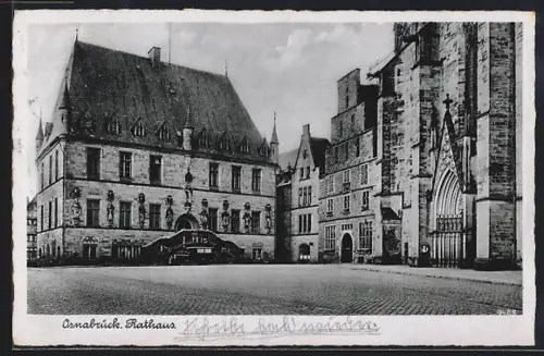 AK Osnabrück, Ortspartie mit Blick auf das Rathaus