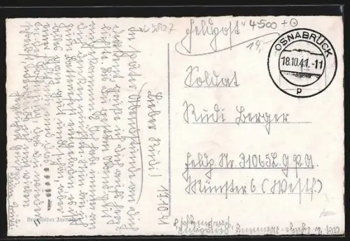 AK Osnabrück, Ortspartie mit Blick auf das Rathaus