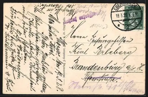 AK Eberswalde, Ortspanorama mit Kirche aus der Vogelschau