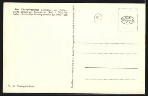AK Koblenz, Rheindampfer Vaterland passiert d. Festung Ehrenbreitstein, Segelboote