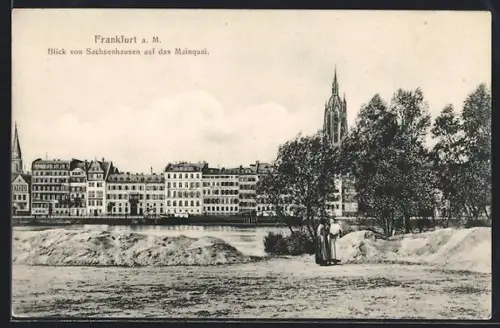 AK Frankfurt a. M., Blick von Sachsenhausen auf das Mainquai