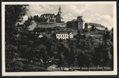 Künstler-AK Siegen, Alt Siegen, Oberes Schloss