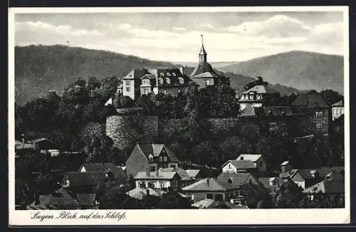 AK Siegen, Blick auf das Schloss über der Stadt