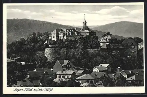 AK Siegen, Blick auf das Schloss über der Stadt