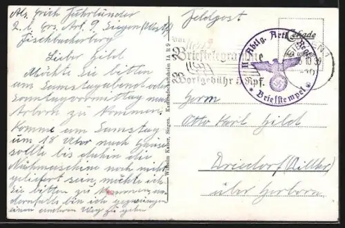 AK Siegen, Blick auf das Schloss über der Stadt