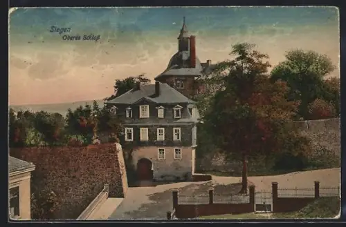 AK Siegen, Oberes Schloss aus der Vogelschau