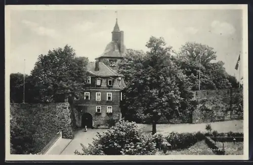 AK Siegen, Oberes Schloss mit Anlage aus der Vogelschau