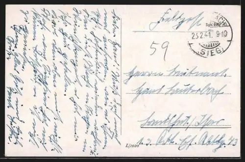 AK Siegen, Oberes Schloss mit Anlage aus der Vogelschau