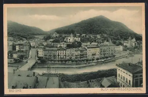 AK Bad Ems, Blick vom Kriegerdenkmal auf den Ort