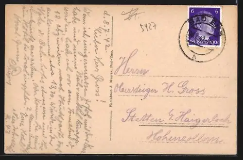 AK Bad Ems, Blick vom Kriegerdenkmal auf den Ort