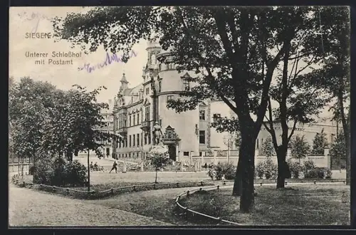 AK Siegen, Unterer Schlosshof mit Postamt