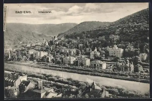 AK Bad Ems, Villenviertel aus erhöhter Perspektive