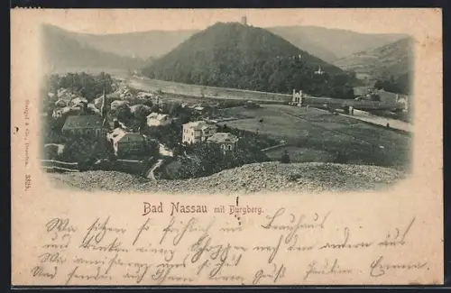 AK Bad Nassau, Panorama mit Burgberg
