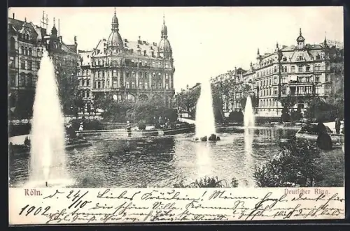 AK Köln-Neustadt, Springbrunnen am Deutschen Ring