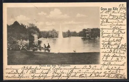 AK Köln-Neustadt, Partie aus dem Volksgarten