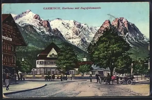 AK Garmisch, Kurhaus mit Zugspitzmassiv
