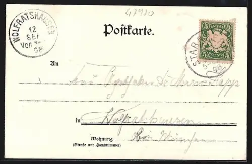 AK Garmisch, Uferpartie mit Bergen