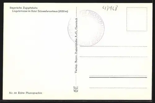 AK Garmisch-Partenkirchen, Zugspitzbahn, Liegeterrasse im Hotel Schneefernerhaus